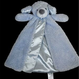 Gund Baby Puppy Dog Fluffey Huggy Buddy Blue Satin Fleece Security Blanket Lovey